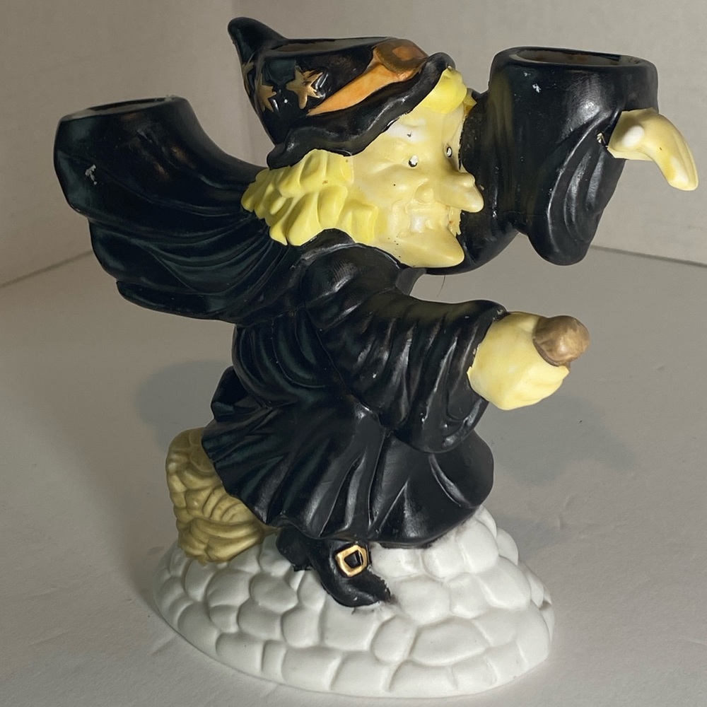 VNTG Witch Candle Holder Halloween Candelabra